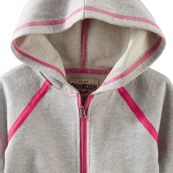 NWT Oshkosh B'gosh Girls Kids Zip-Up Active Hoodie Jacket Full Zip Cardi… - Picture 3 of 5